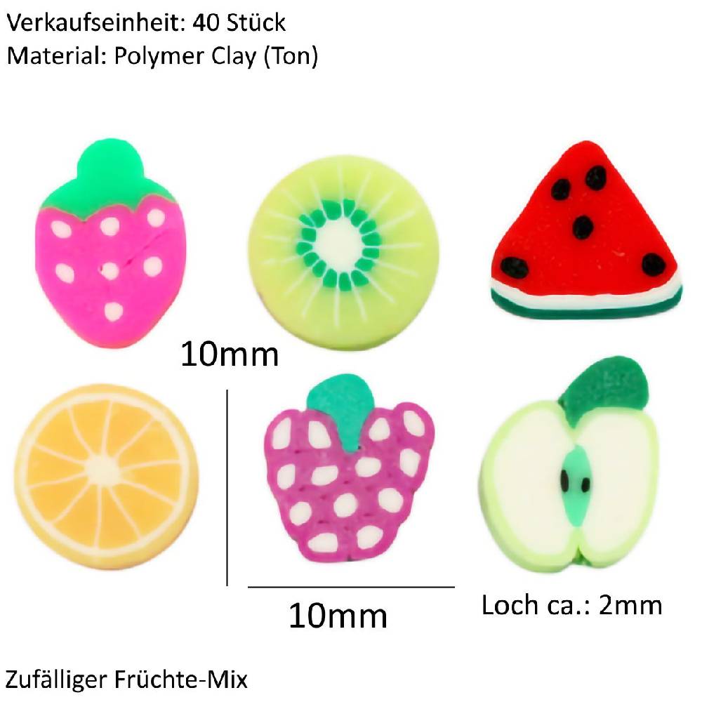 Sadingo Polymer Clay Perlen | 40 Stk., 10mm, Früchte Angebote
