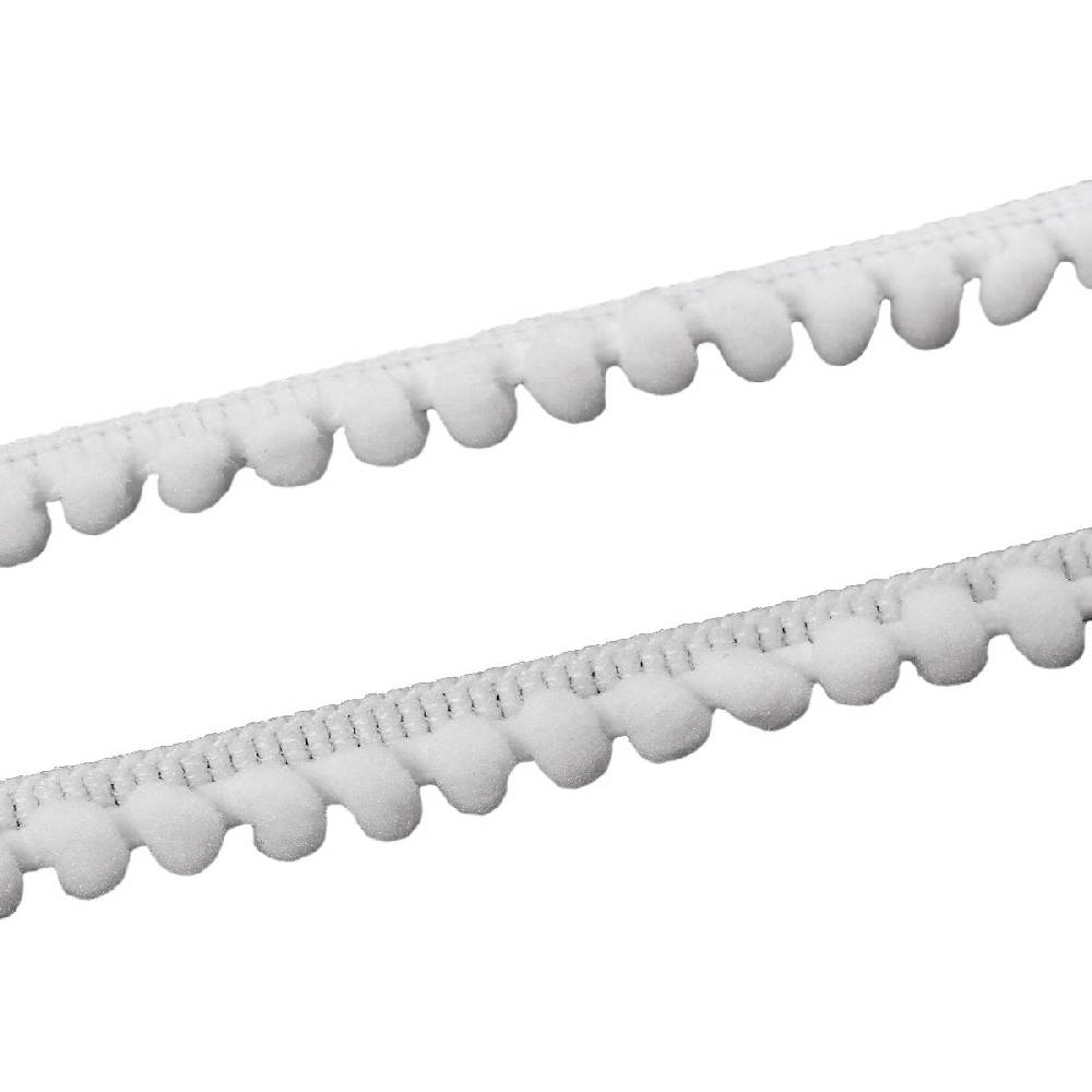 Sadingo Bommelborte Weiß 4,5 Meter, Breite 12mm, Pompomband Schlussverkauf