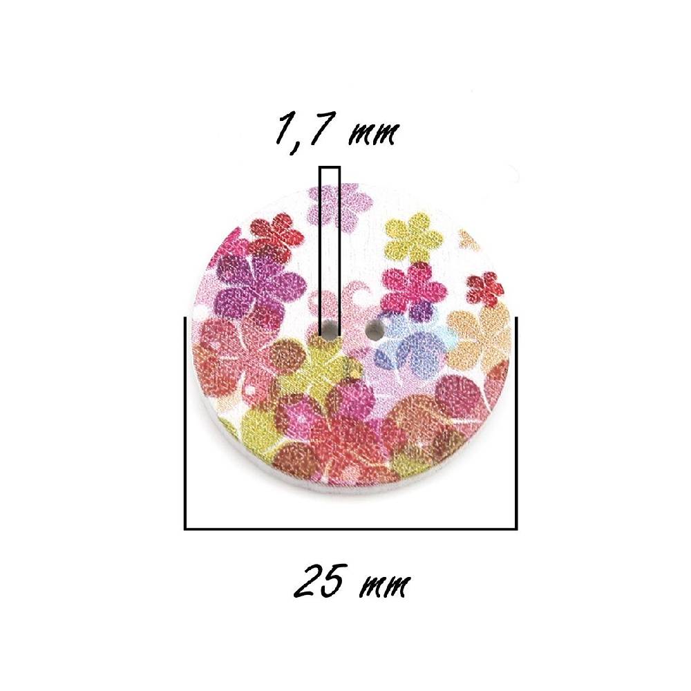 Sadingo Holzknöpfe Blumen Mix - 100 Stück - 25 mm online sichern Meist gekauft
