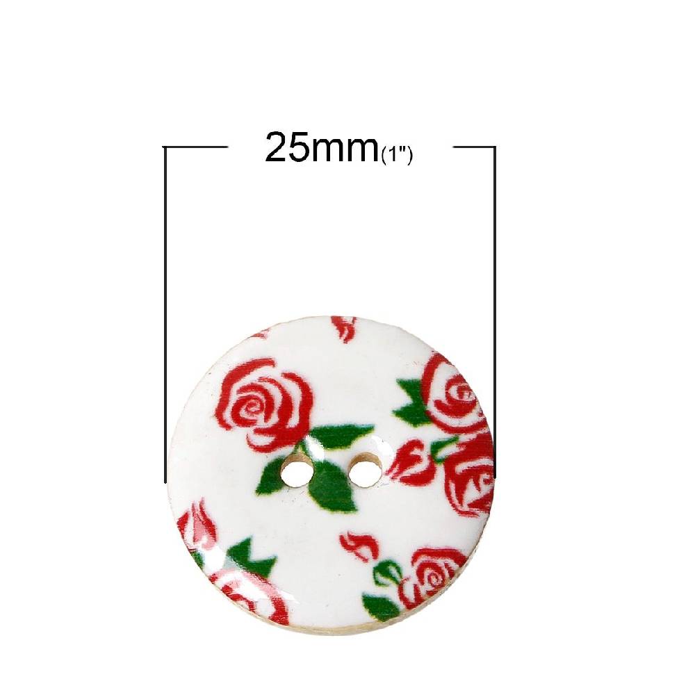 Sadingo Holzknöpfe - 20 Stk. - Ø 2,5 cm - Blumenmuster Hotsell