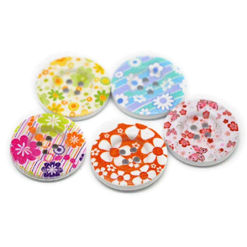 Sadingo Holzknöpfe Blumen Mix | 90 Stk. verschiedene Größen Outlet