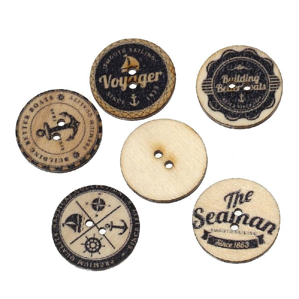 Sadingo Holzknöpfe - 20 Stk. - Ø 2,5 cm - Maritimer Mix im Angebot