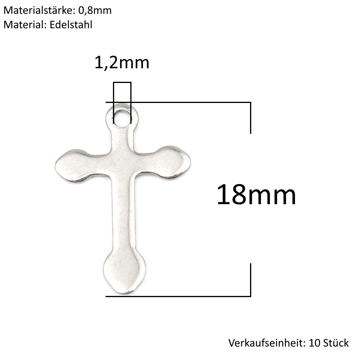 Sadingo Kreuz Anhänger Silber 10 Stück 12x18mm, Bastelbedarf Angebote