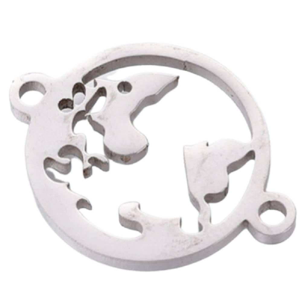 Sadingo Schmuckverbinder Weltkugel | 20 x 15 mm, 10 Stk., Edelstahl Meist gekauft