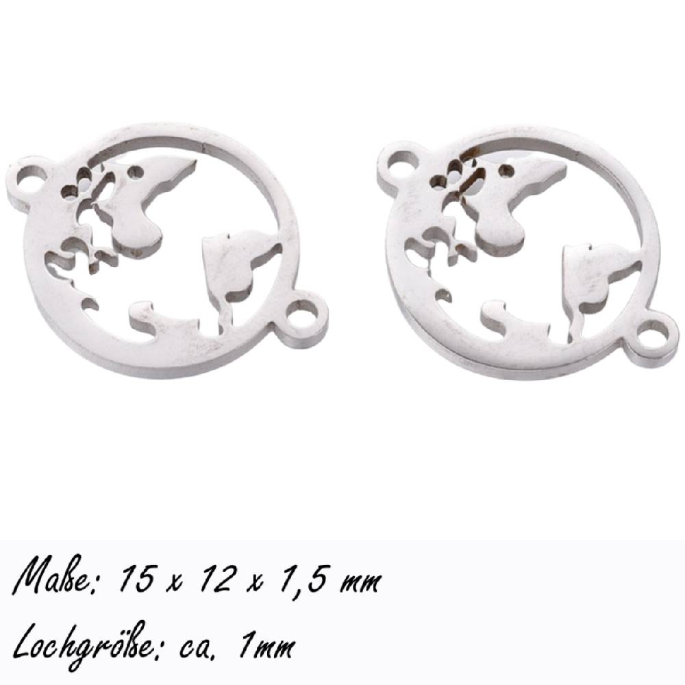 Sadingo Schmuckverbinder Weltkugel | 20 x 15 mm, 10 Stk., Edelstahl Meist gekauft