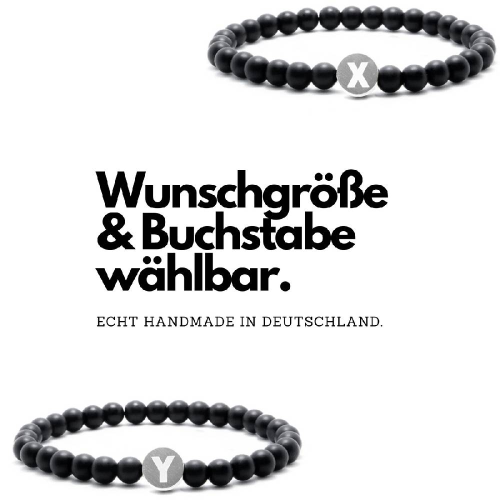 Sadingo Partnerarmband-Set aus schwarzen Natursteinperlen Blitzverkäufe