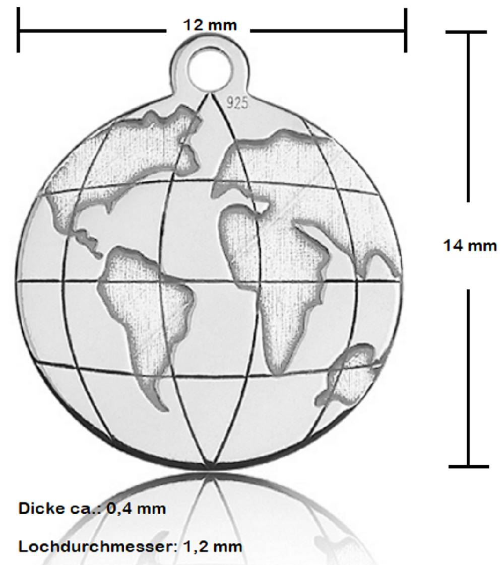 Sadingo Sterling Silver 925er Anhänger Globus Charm Globe Hotsell