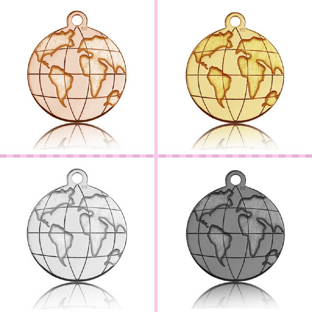 Sadingo Sterling Silver 925er Anhänger Globus Charm Globe Hotsell
