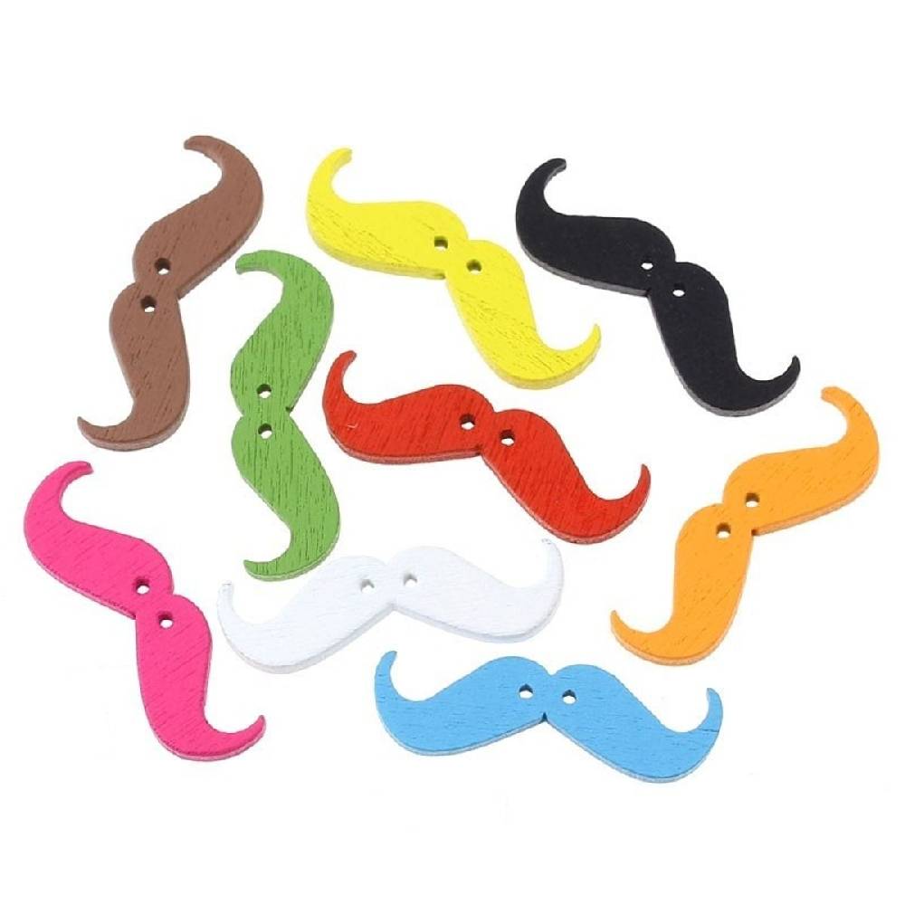 Sadingo Holzknöpfe Moustache, Bart - 50 Stk. - 35 x 11 mm Outlet