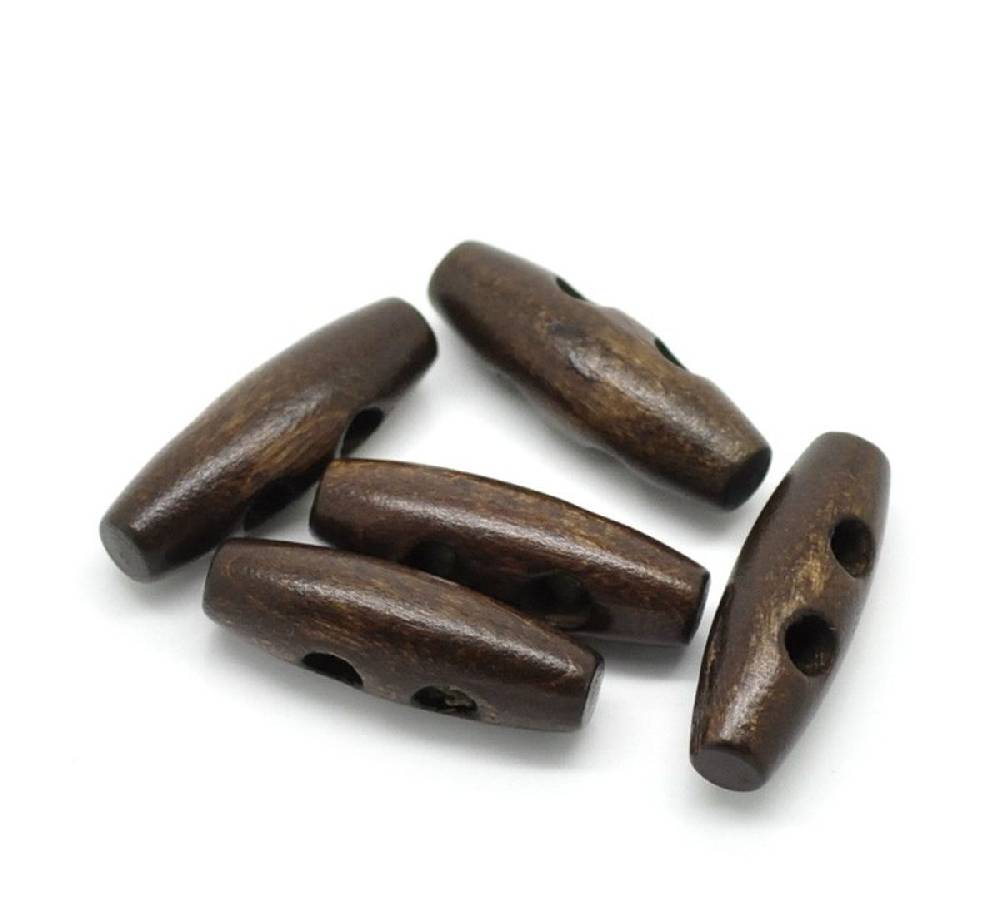 Sadingo Knebelknöpfe - 10 Stk. - 3 x 1 cm - Dunkelbraun Auslauf