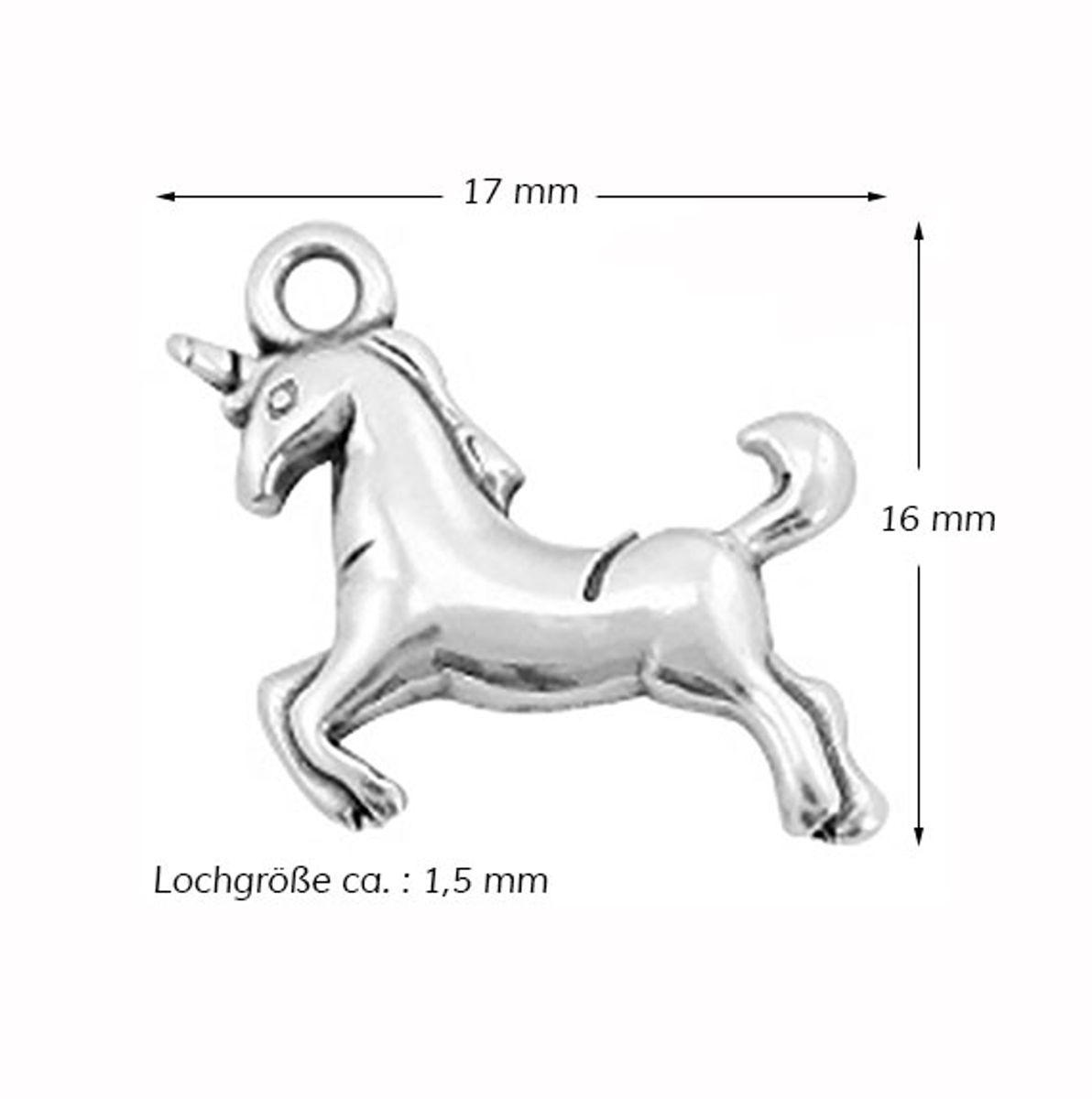 Sadingo Anhänger Einhorn aus Metall, 17 x 16 mm 1 Stück Angebote