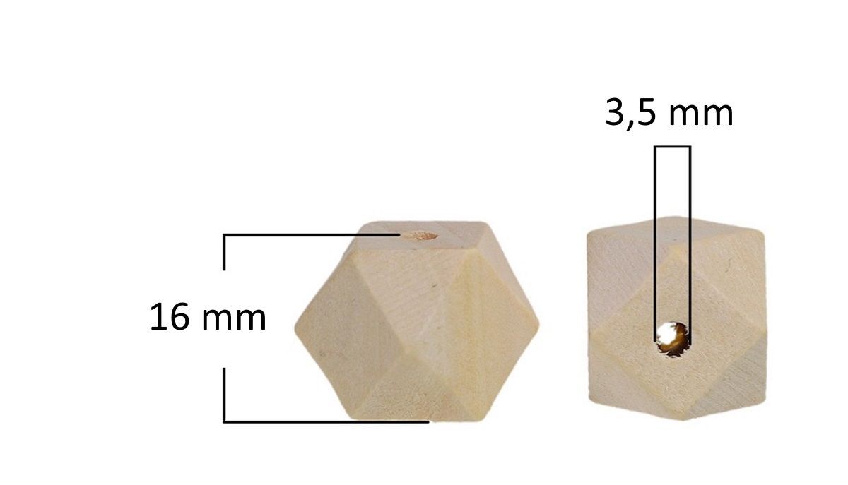 Sadingo Holzperlen eckig natur, Geometrische Bastelperlen, 20 Stück im Angebot