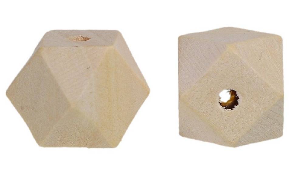 Sadingo Holzperlen eckig natur, Geometrische Bastelperlen, 20 Stück im Angebot