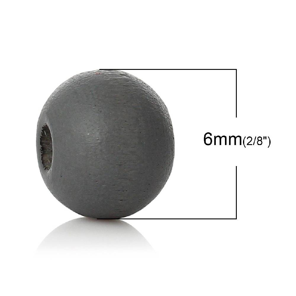 Sadingo Holzperlen Dunkelgrau - 50 Stück - 6 mm Fabrikverkauf
