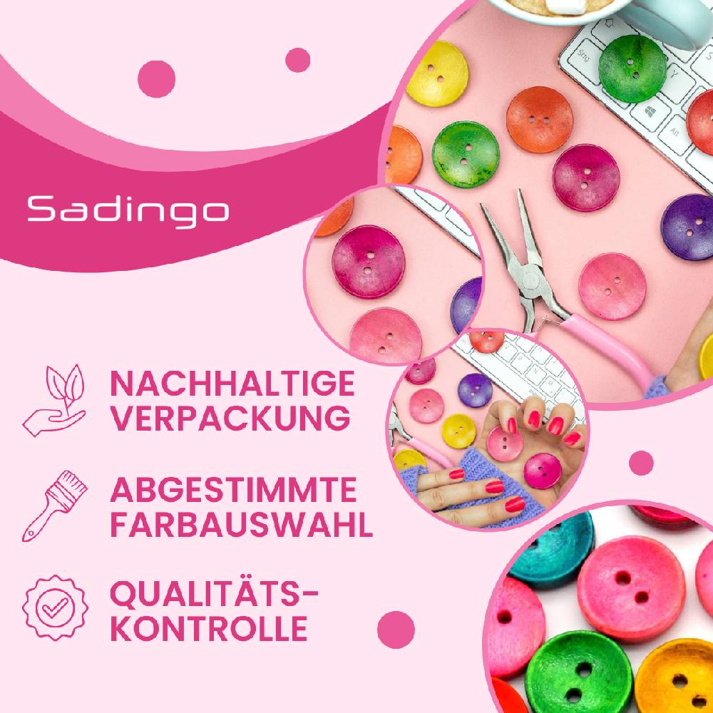 Sadingo Holzknöpfe zum aufnähen, 50 Stück-Ø 3 cm, bunter Mix Outlet