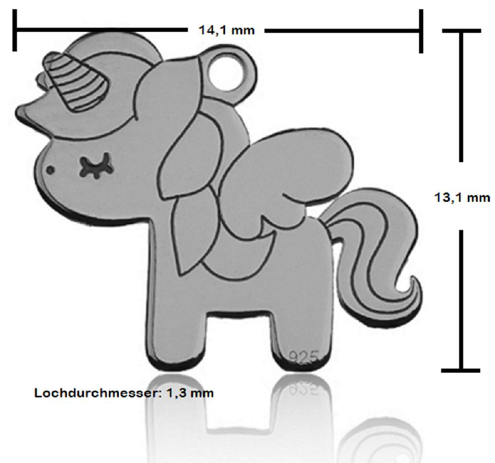 Sadingo Sterling Silver 925er Anhänger Einhorn Charm Unicorn Schlussverkauf