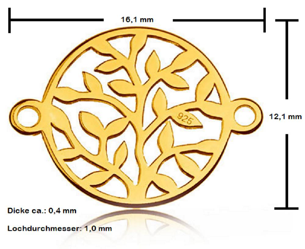 Sadingo Schmuckverbinder Lebensbaum | 12,1x16,1 mm Günstiger Verkauf