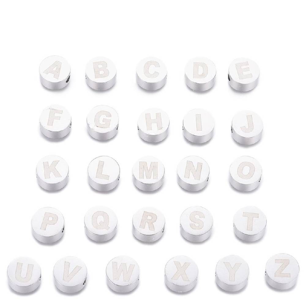 Sadingo Buchstabenperlen Edelstahl 2 Stück 10mm, Buchstabe wählbar im Angebot