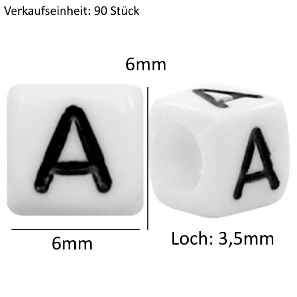 Sadingo Buchstabenperlen | 90 Stk. 6x6mm, eckige Perlen Blitzverkäufe