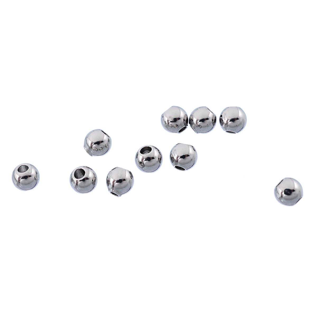 Sadingo Metallperlen | Edelstahl-Perlen Silber, 3 mm, 50 Stück Outlet
