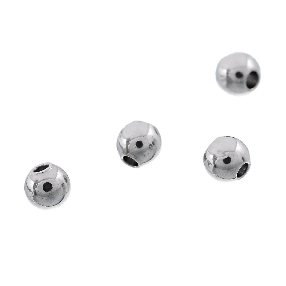 Sadingo Metallperlen | Edelstahl-Perlen Silber, 3 mm, 50 Stück Outlet