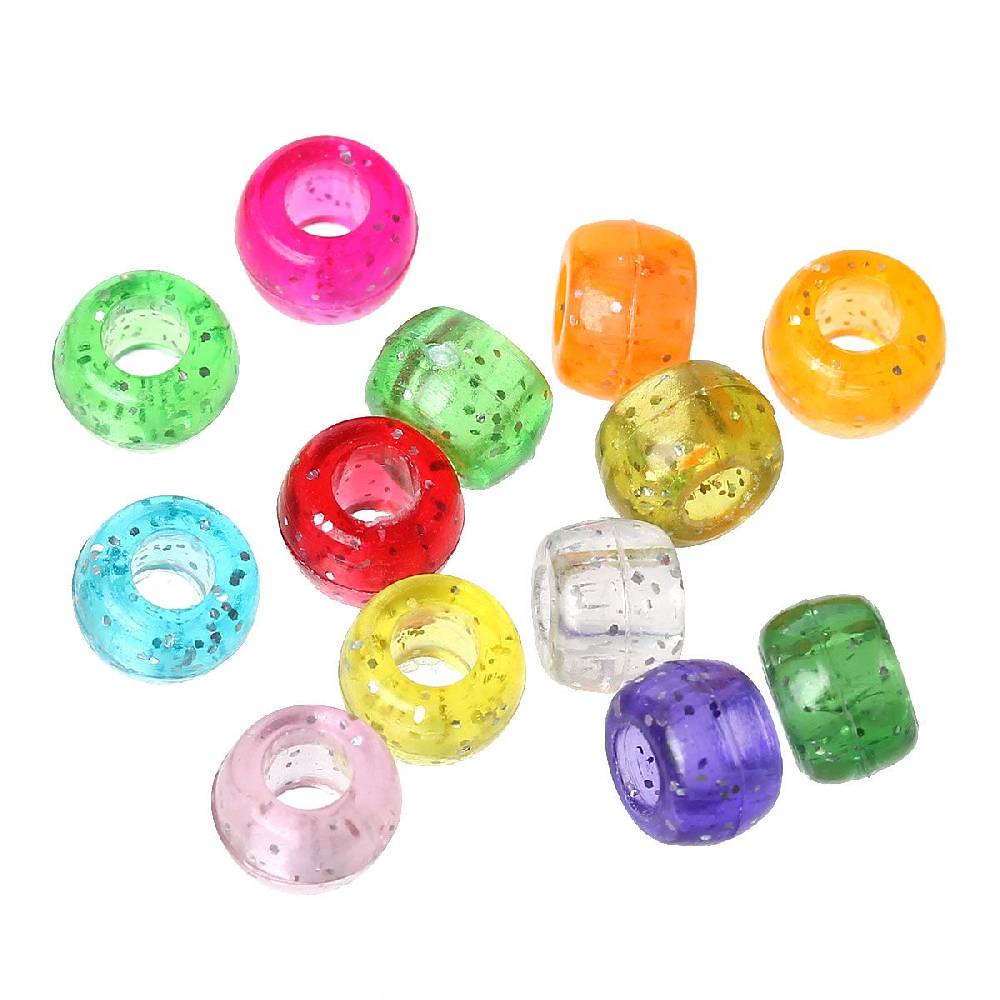 Sadingo Acrylperlen Glitzer | 500 Stk., 9 x 6 mm Auslauf