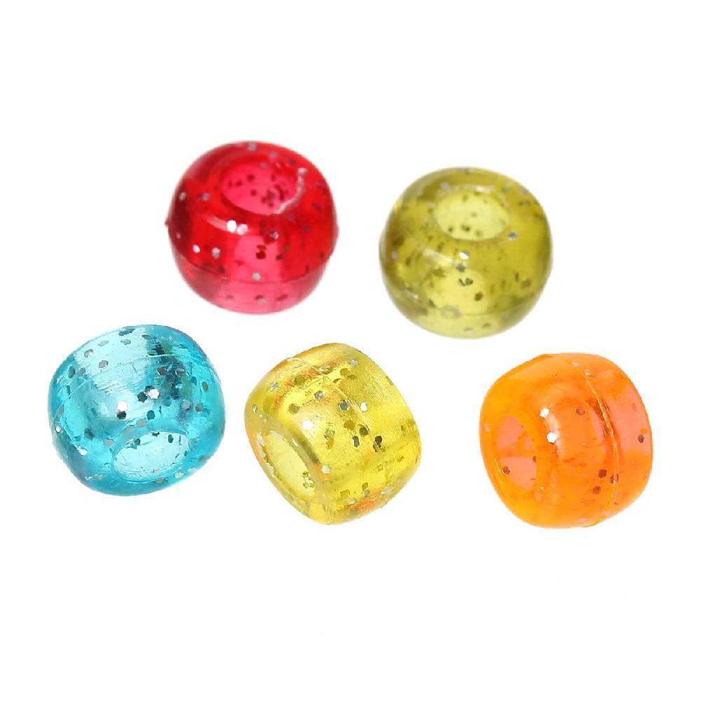Sadingo Acrylperlen Glitzer | 500 Stk., 9 x 6 mm Auslauf