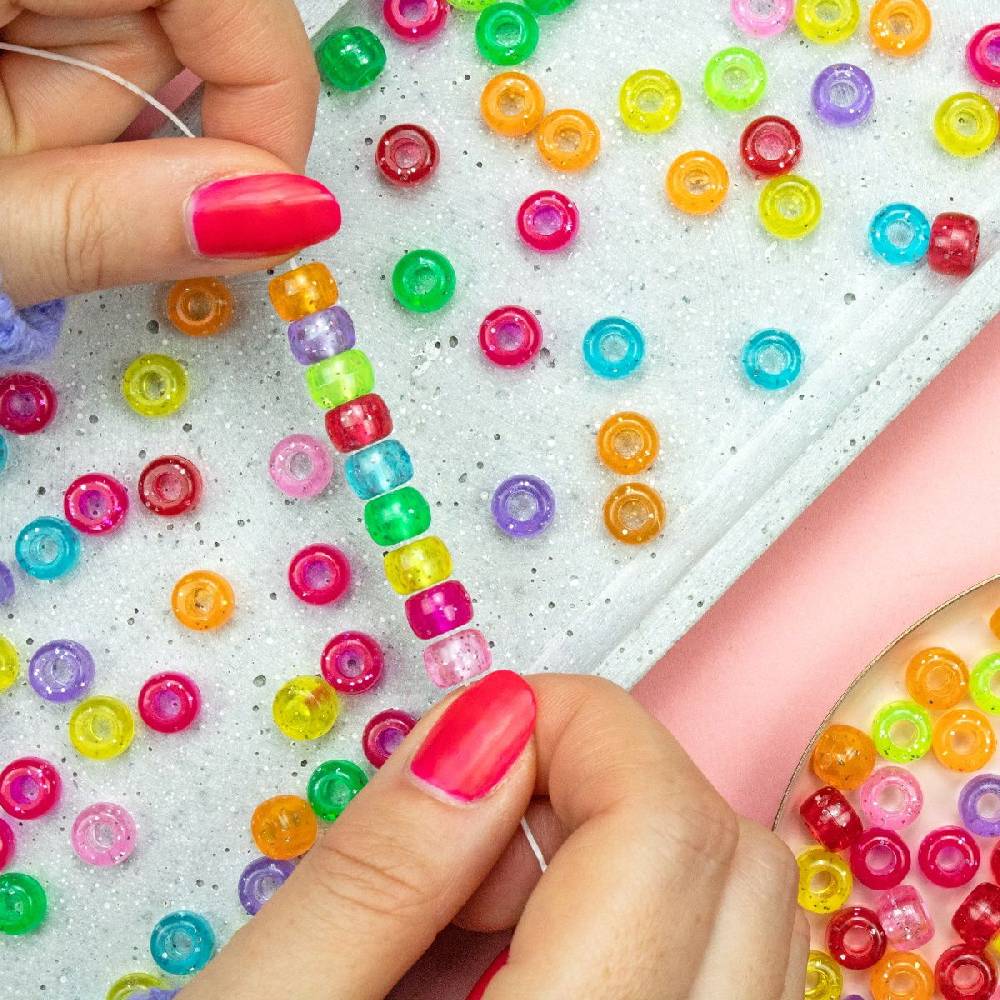 Sadingo Acrylperlen Glitzer | 500 Stk., 9 x 6 mm Auslauf