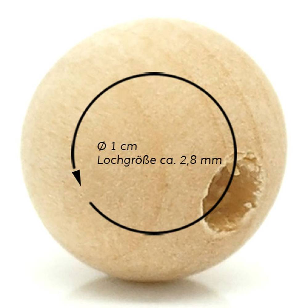 Sadingo Holzperlen natur, 100 Stück, 1 cm Fabrikverkauf