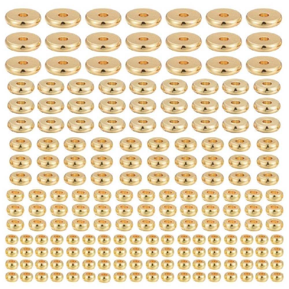 Sadingo Metallperlen Set | 1 Box, 75 Perlen, Gold, vers. Durchmesser Auslauf