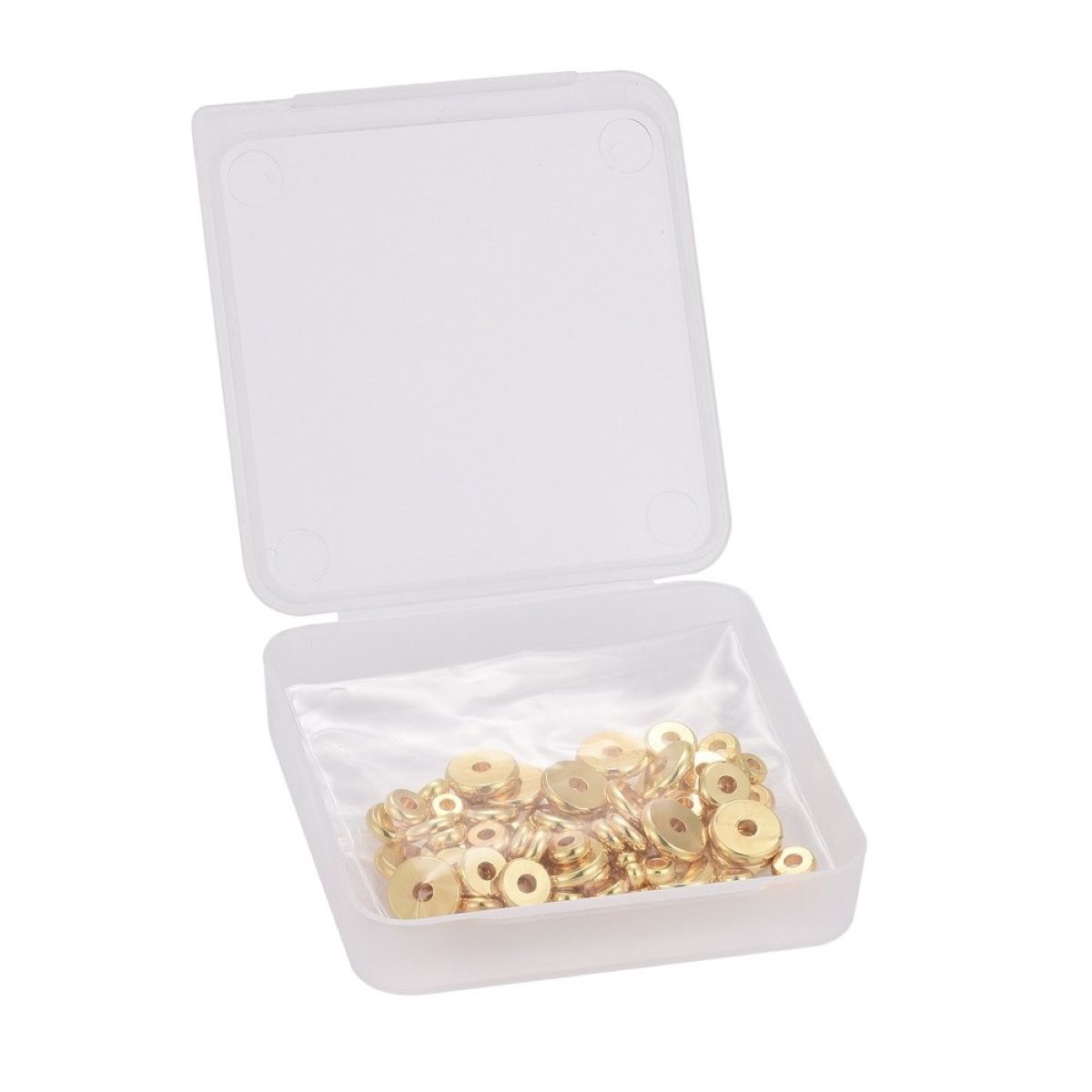 Sadingo Metallperlen Set | 1 Box, 75 Perlen, Gold, vers. Durchmesser Auslauf