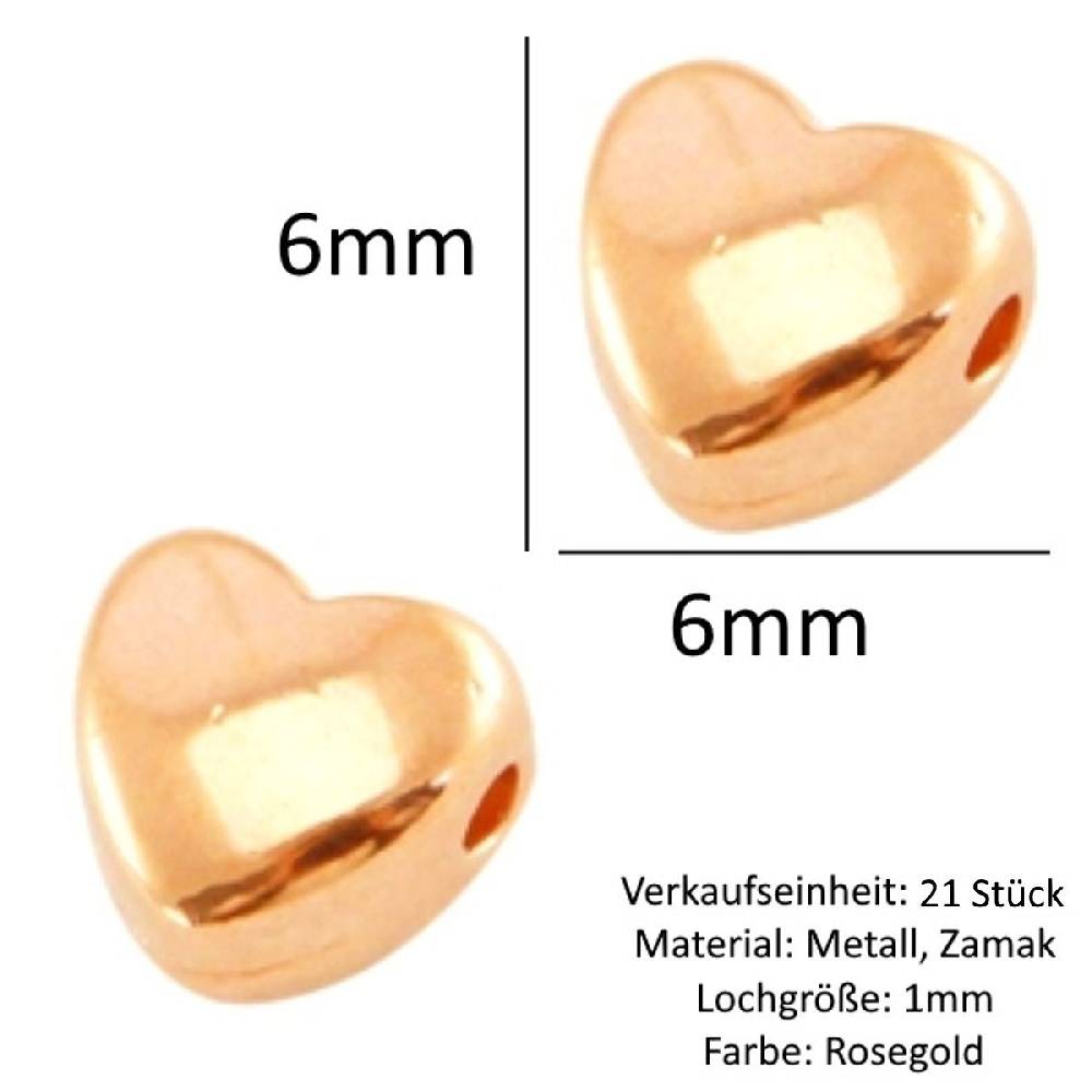 Sadingo Metallperlen | Herz-Perlen 6mm Schlussverkauf