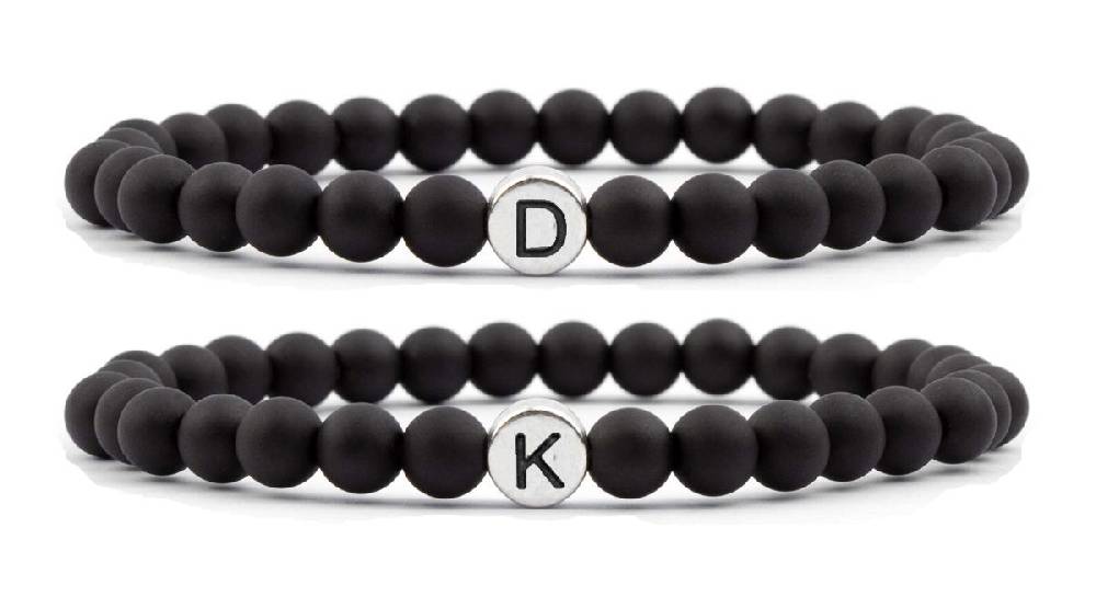 Sadingo Partnerarmband Set aus schwarzen Acrylperlen Sonderangebot