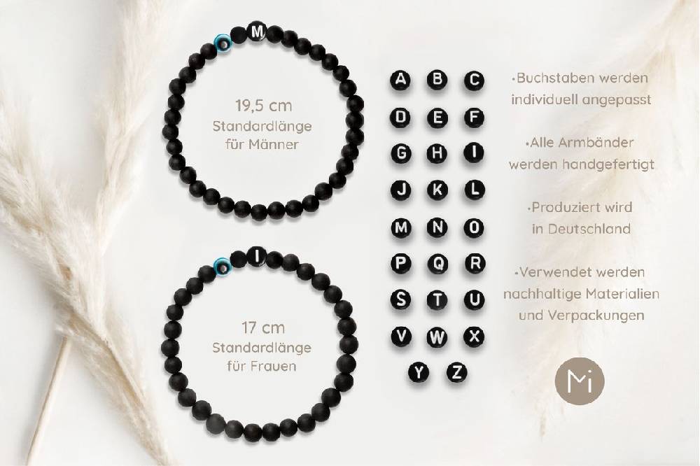 Sadingo Partnerarmband Set "MEADOW" aus schwarzen Achatperlen Cyber Monday