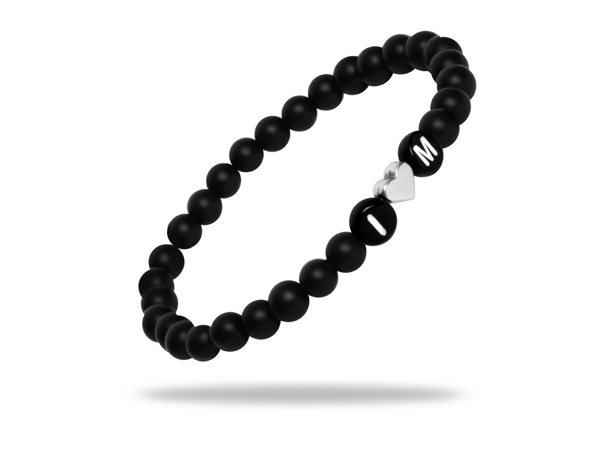 Sadingo Partnerarmband Set "ISLAND" aus schwarzen Natursteinperlen Weihnachtsangebot
