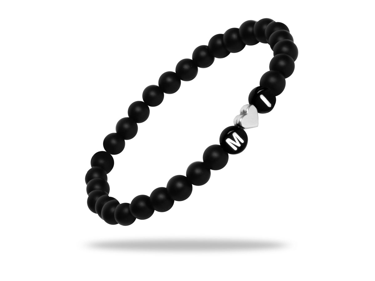 Sadingo Partnerarmband Set "ISLAND" aus schwarzen Natursteinperlen Weihnachtsangebot