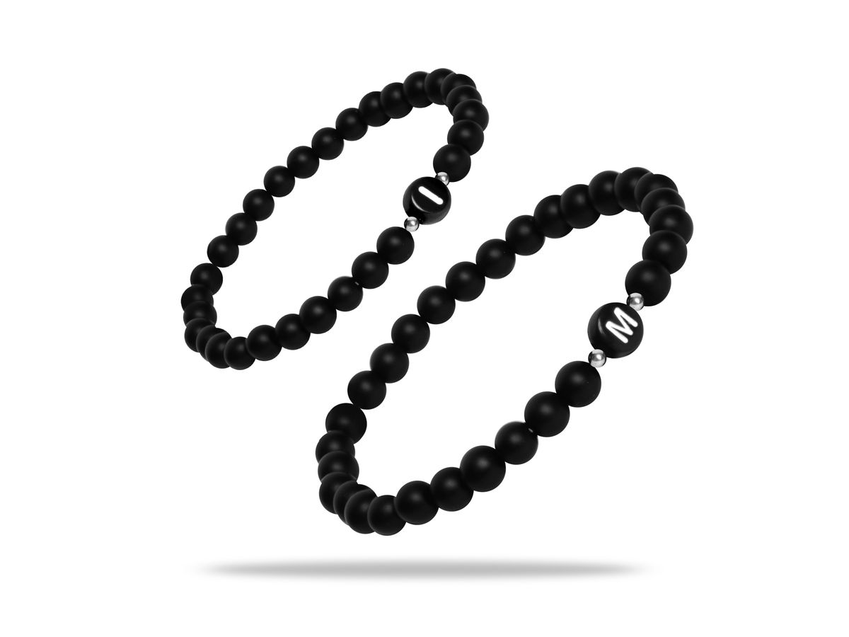 Sadingo Partnerarmband Set "STAR" aus schwarzen Natursteinperlen Muttertagsangebot