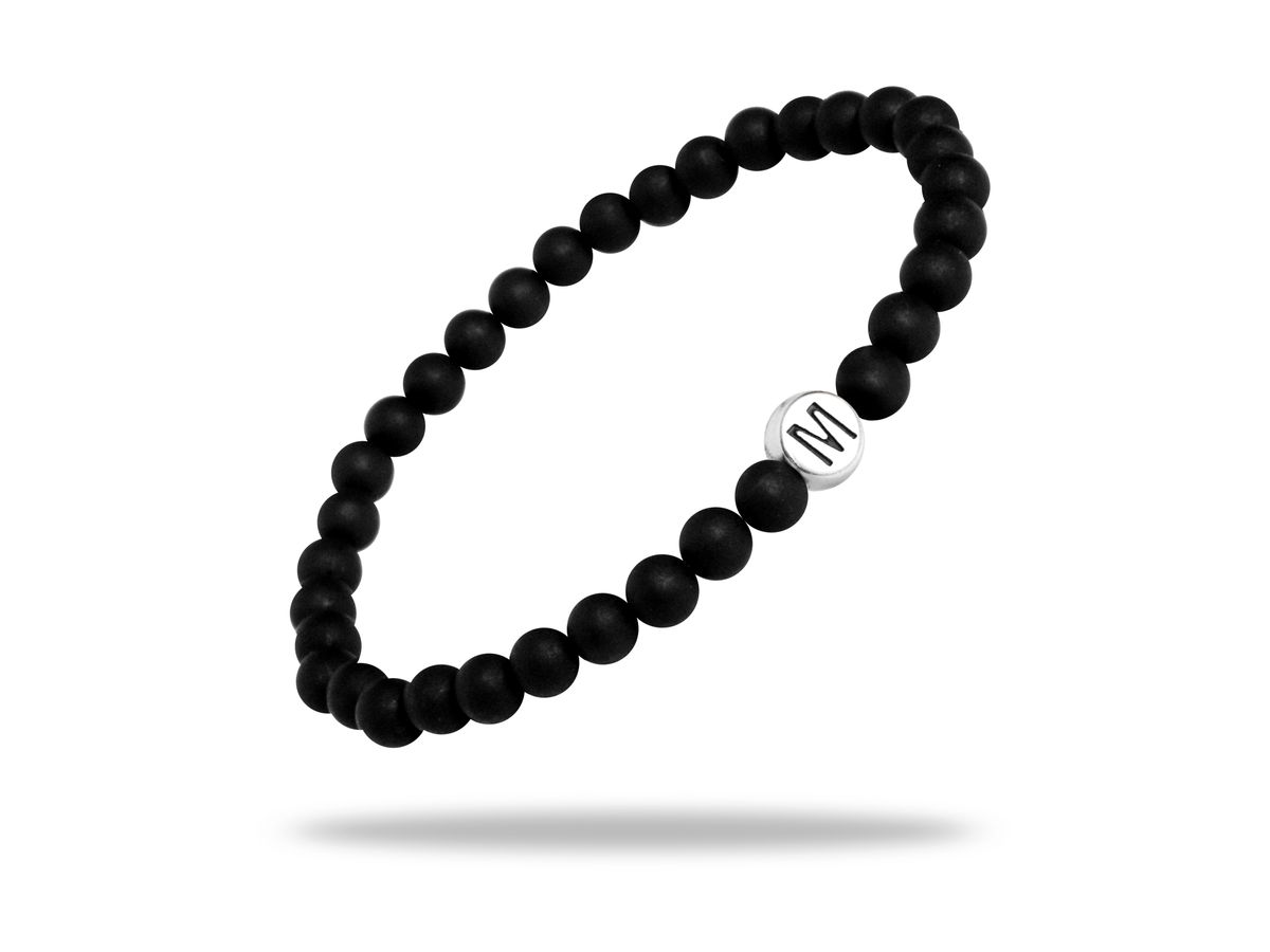 Sadingo Partnerarmband Set "MOON" aus schwarzen Natursteinperlen Jubiläumsangebot