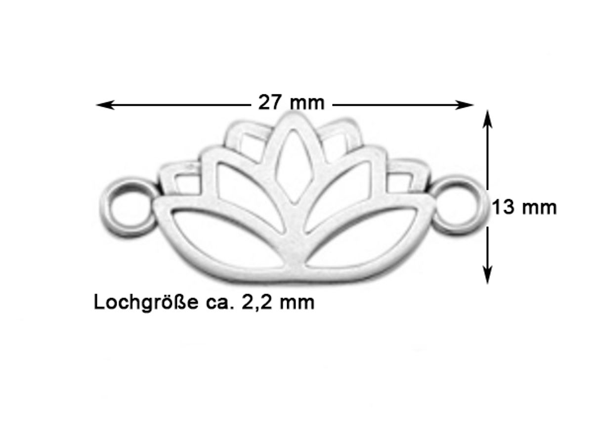 Sadingo Schmuckverbinder Lotusblume | 27x13 mm Räumungsverkauf