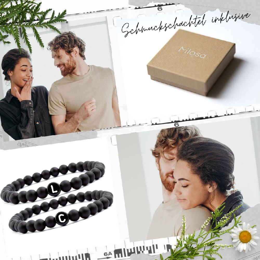 Sadingo Partnerarmband-Set aus schwarzen Acrylperlen Tägliche Deals