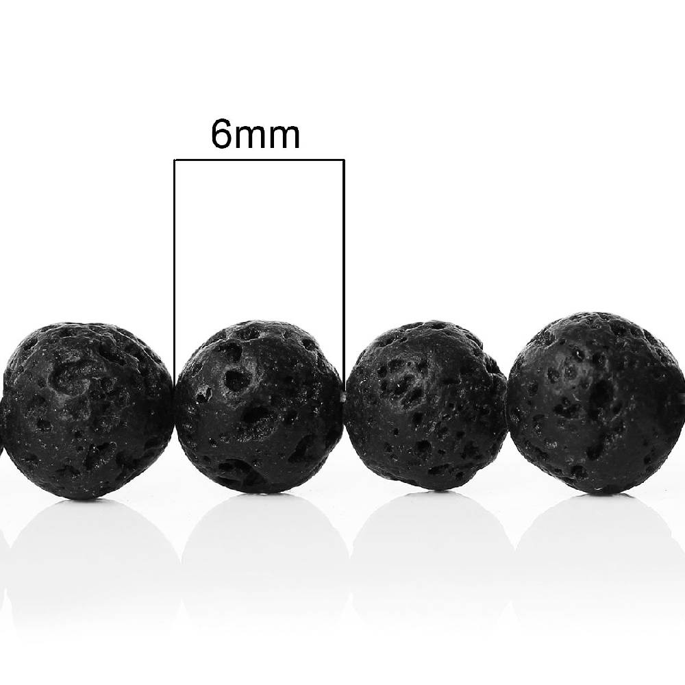 Sadingo Edelsteinperlen Lavagesteinperlen schwarz - 65 Stk. - 6 mm Letzte 3 Tage