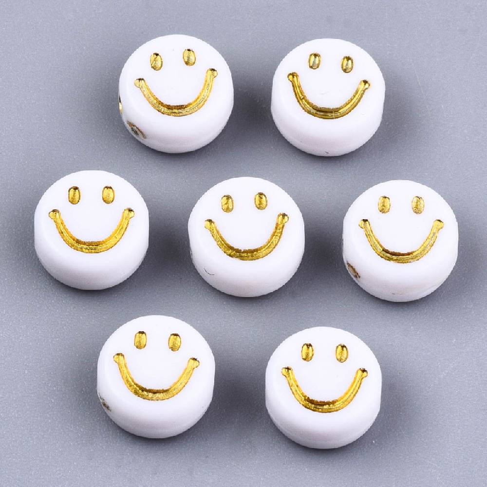 Sadingo Acrylperlen Smiley | 100 Stück, 7mm Nur für heute