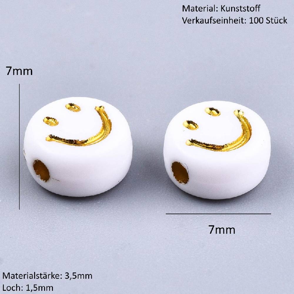 Sadingo Acrylperlen Smiley | 100 Stück, 7mm Nur für heute