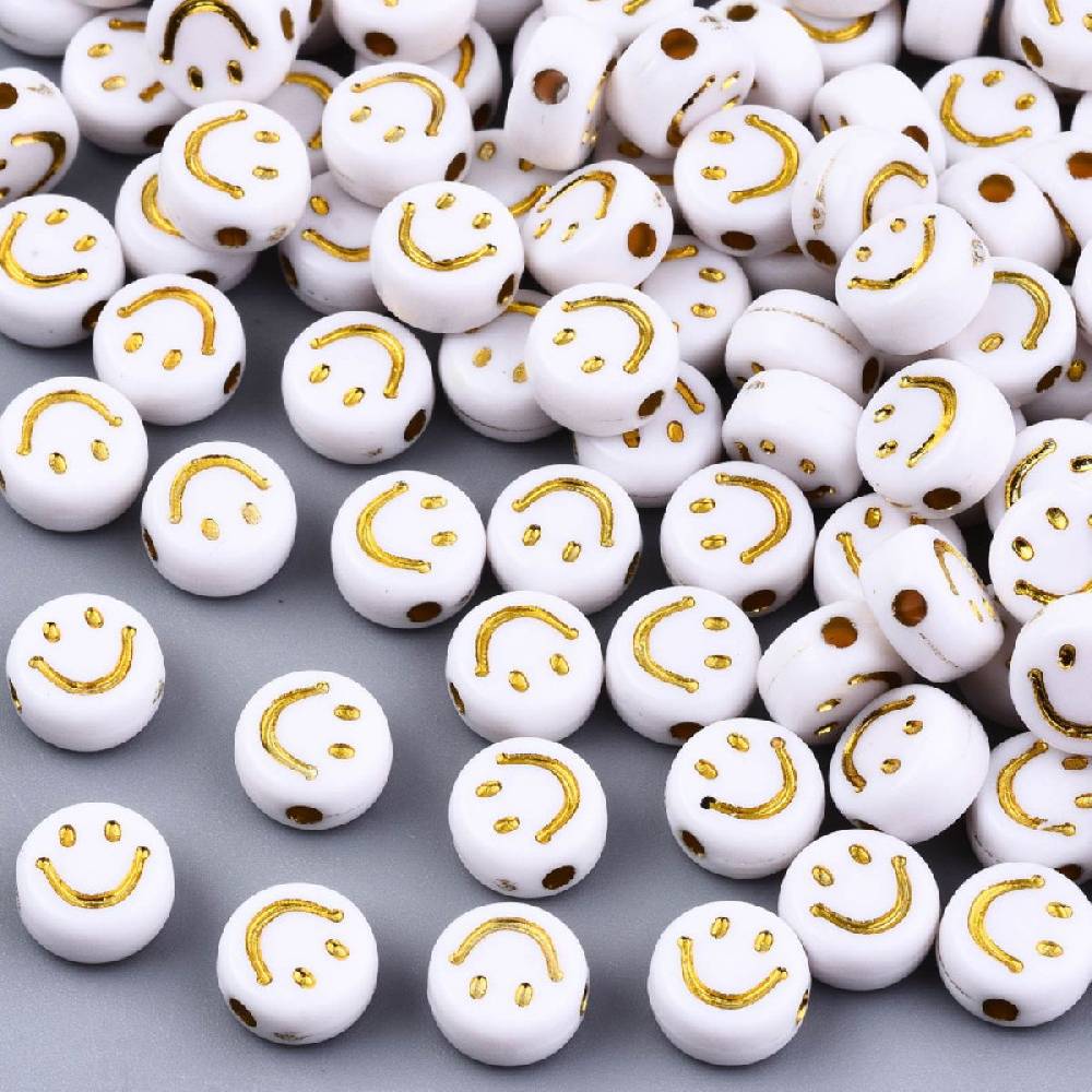 Sadingo Acrylperlen Smiley | 100 Stück, 7mm Nur für heute