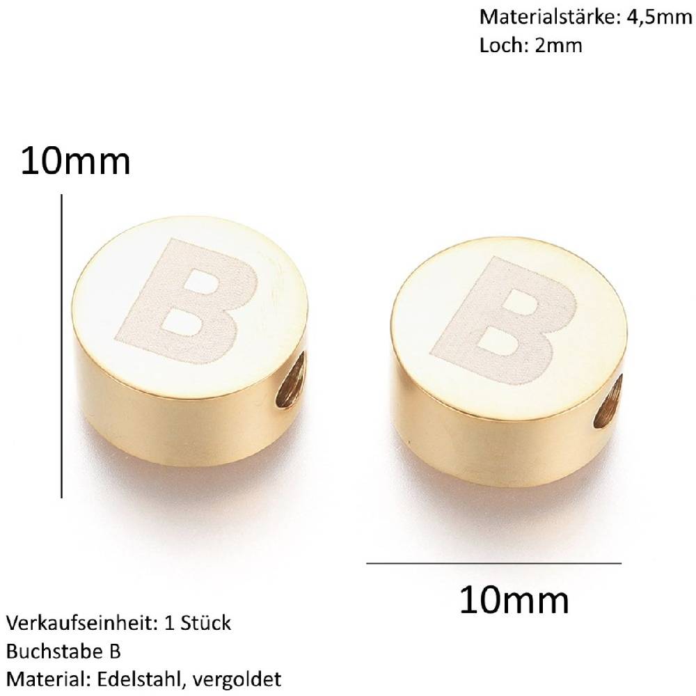 Sadingo Buchstabenperlen aus Edelstahl in Gold Sonderangebot der Fabrik