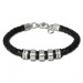 Silberdream SilberDream Lederarmband Edelstahl Beads schwarz Leder Armband LAP006S